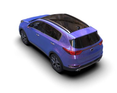 modern arazi aracı mavi cam arka manzaralı. 3d oluşturma