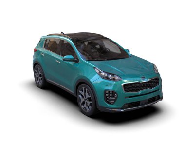 modern küçük mavi araba - 3D görüntüleme