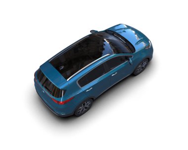 Modern araba beyaz bir araçta izole edilmiş. Gölgeli araba. Bir şehirden üç boyutlu görüntüler ve gölgeler. Beyaz arka plandaki araba modeli. araba