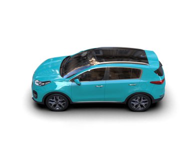 modern mavi araba yan görünümü