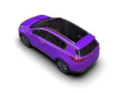 modern mor şehir arabası beyaz arka planda kırpma ile izole