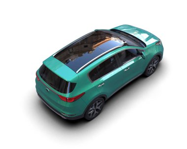 modern araba beyaz arka planda izole edildi. 3 boyutlu çizim - illüstrasyon