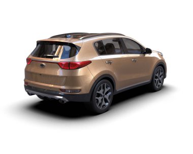 Beyaz arka planda modern kompakt SUV. Aile - araba