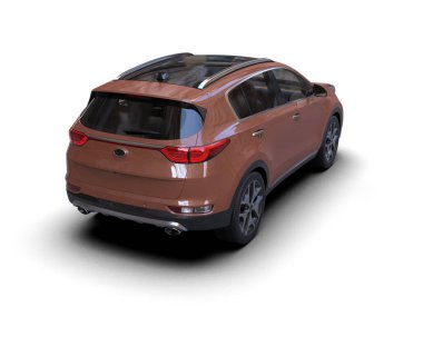 Arkadaki modern küçük araba. 3d oluşturma