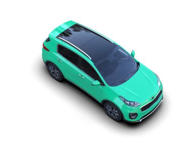 Beyaz arka planda gölgesi olan modern şehir arabası. 3d oluşturma.