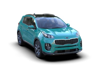 modern yeşil şehir arabası - 3 boyutlu illüstrasyon