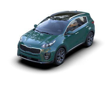 yeşil modern kompakt şehir SUV - araba - ön