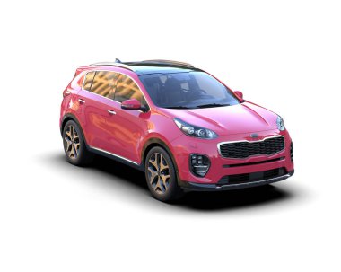 Ailesi olan kırmızı şehir spor arabası - aile kavramı