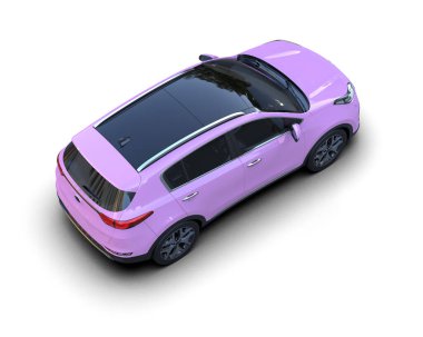 beyaz arka planda modern pembe araba