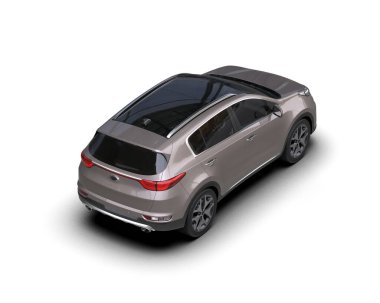 Modern araba arka planda izole edilmiş. 3D görüntüleme - illüstrasyon