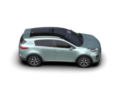 beyaz zemin üzerinde modern küçük araba 3D render