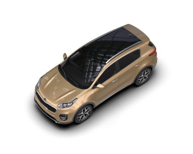 Beyaz arka planda modern lüks bir araba. Üç boyutlu.