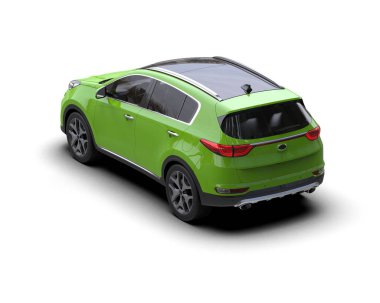 Beyaz arka planda elektrikli araba 3 boyutlu görüntüleme