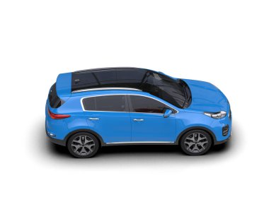 mavi modern araba - 3 boyutlu illüstrasyon