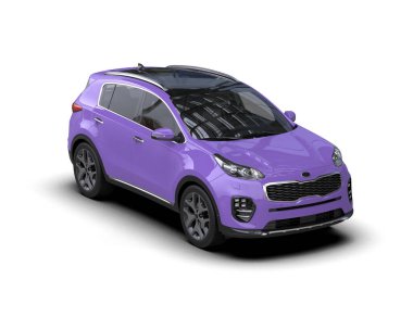 Modern kompakt bir arabanın 3 boyutlu çizimi. beyaz arkaplanda izole.