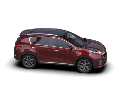 modern SUV otomobili kırpma yolu ile izole edildi. 3d illüstrasyon