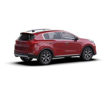 şehir ışıklarına sahip modern SUv - konsept 3-D illüstrasyon