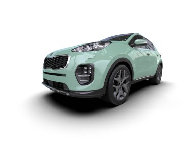 modern araba beyaz arka planda izole edildi. 3 boyutlu çizim - illüstrasyon