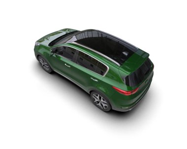 bir aile için modern kentsel yeşil araba - üç boyutlu illüstrasyon