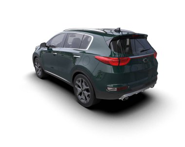 Beyaz arkaplandaki SUV vagonu 3 boyutlu görüntüleme