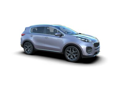 Araba beyaz arka planda izole edilmiş. 3 Boyutlu Hazırlama