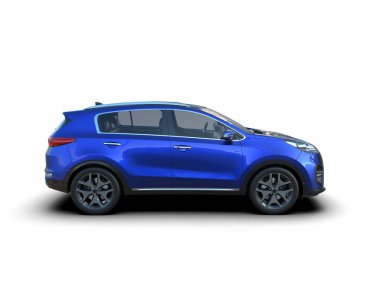mavi SUv - metin için alanı olan modern kentsel görünüm - 3d illüstrasyon