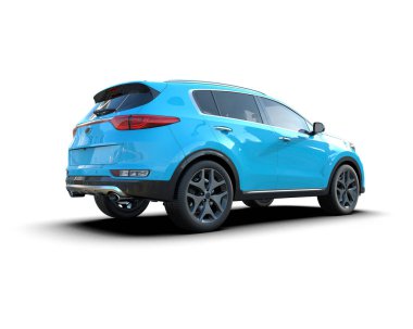mavi modern SUV - 3D illüstrasyon
