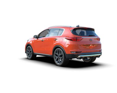 kırmızı SUV arabası beyaz arkaplanda izole edildi