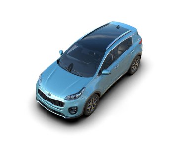 Işık arkaplan üzerinde modern mavi araba