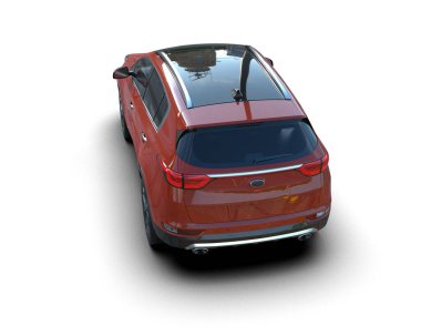 Gri arka planda modern küçük bir araba. 3d oluşturma