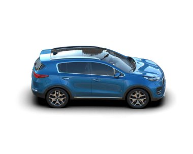 Modern kompakt araba beyaz arka planda izole edilmiş. 3d oluşturma