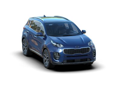 Beyaz arka planda modern bir araba. 3d oluşturma