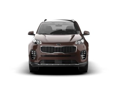 Gerçekçi bir araba. Beyaz arkaplanda 3D görüntüleme