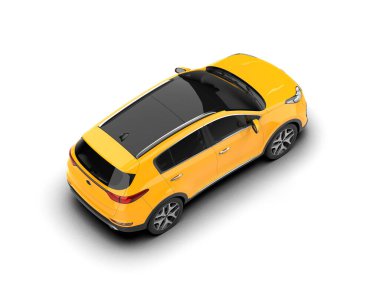 Beyaz arka planda gölgeli modern bir araba. 3d oluşturma