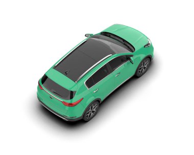 yeşil modern araba - üst görünüm