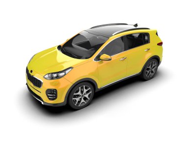 Sarı spor araba. 3d oluşturma