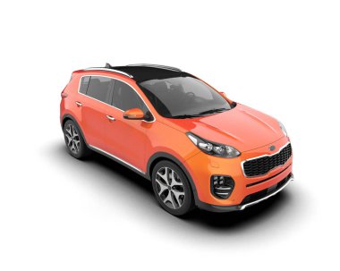 turuncu modern araba beyaz arka planda izole edilmiş.