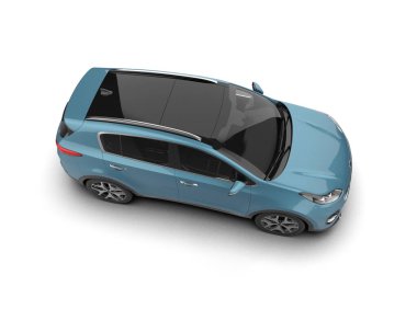 Modern araba beyaz üzerine izole edilmiş, 3 boyutlu çizim - illüstrasyon