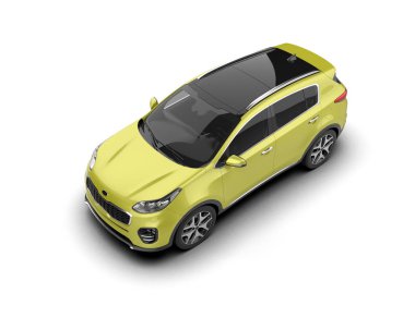 Modern şehir arabası kırpma yolu ile beyaz arka planda izole edildi. 3d oluşturma.