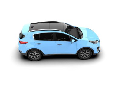 Mavi modern SUV arabası - yan tarafta