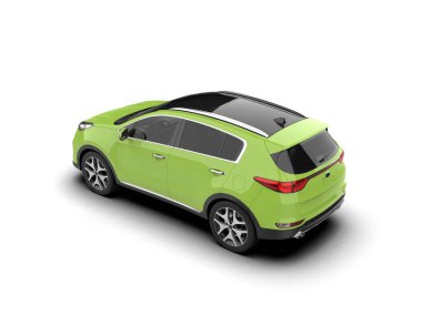 modern yeşil şehir arabası beyaz arka planda izole edilmiş - 3 boyutlu görüntüleme