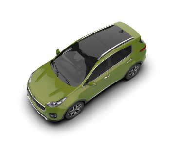 Modern şehir arabası beyaz arka planda izole edilmiş. 3 boyutlu görüntüleme - 3 boyutlu.