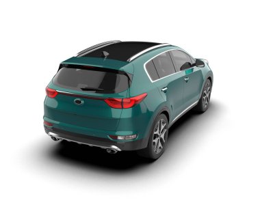 modern araba beyaz arka planda izole edildi. 3 boyutlu çizim - illüstrasyon