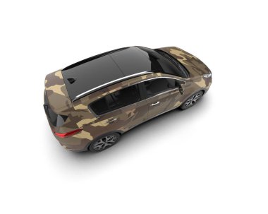 modern araba beyaz arka planda izole edildi. 3 boyutlu çizim - illüstrasyon