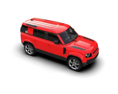 kırmızı modern SUV arabası - 3D görüntüleme -
