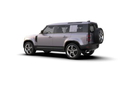 Beyaz arka planda gölgeli modern lüks SUV. 3d oluşturma