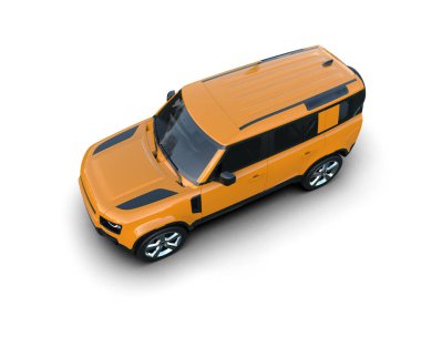 beyaz arka planda turuncu araba.