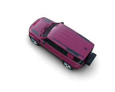 Beyaz arka planda pembe bir pikap. 3d oluşturma