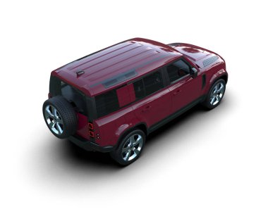 modern kırmızı SUV arabası beyaz arkaplanda izole edildi