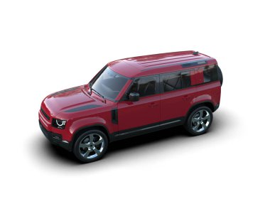 modern kırmızı SUV arabası beyaz arkaplanda izole edildi